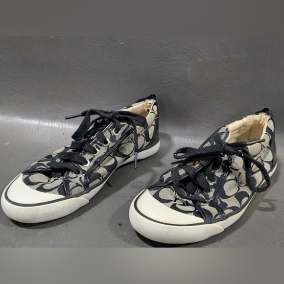 Coach Barrett Signature Logo Sneakers - Black and Grey - Picture 2 of 6